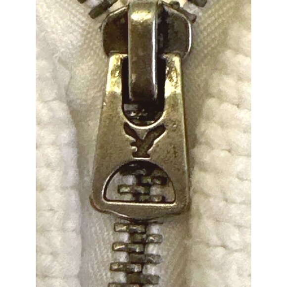 American Eagle Outfitters White Cotton Knit Zip Sweater With High Collar Pockets - Picture 12 of 13